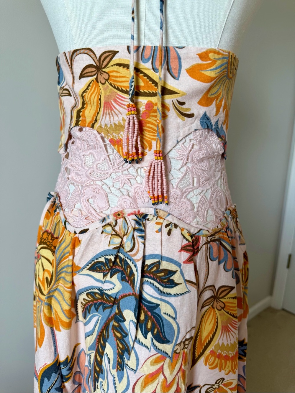 FARM Rio Ligia Floral Light Pink Lace Maxi Dress NWT - Size S/M/L - Picture 8 of 14